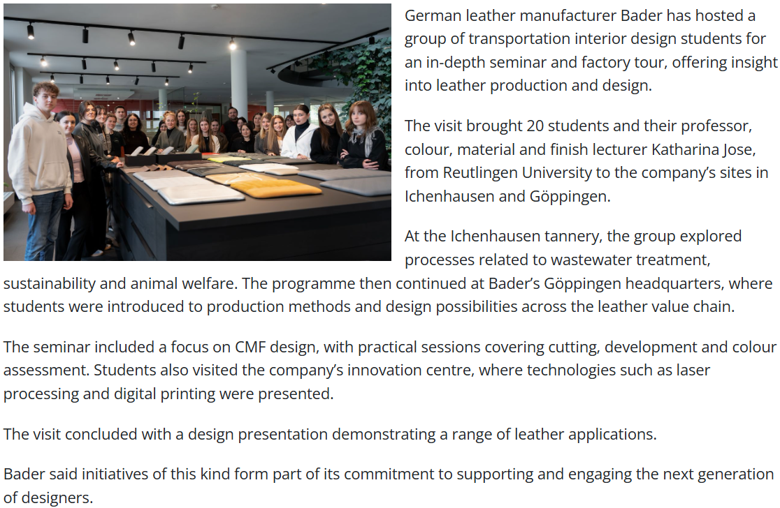 Bader hosts leather seminar for design students